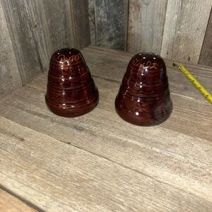 Vintage Brown Ceramic Salt and Pepper Shakers